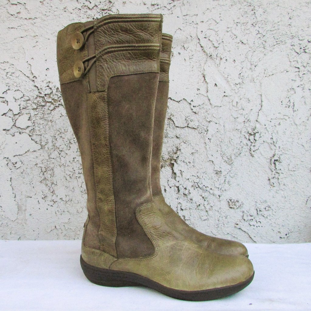 Clarks Privo Olive Leather Tan Suede Boots 8.5 M